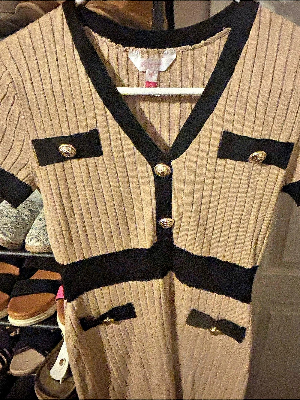 No Boundaries Ribbed Midi Dress Brown & Black Size Medium - Picture 2 of 4